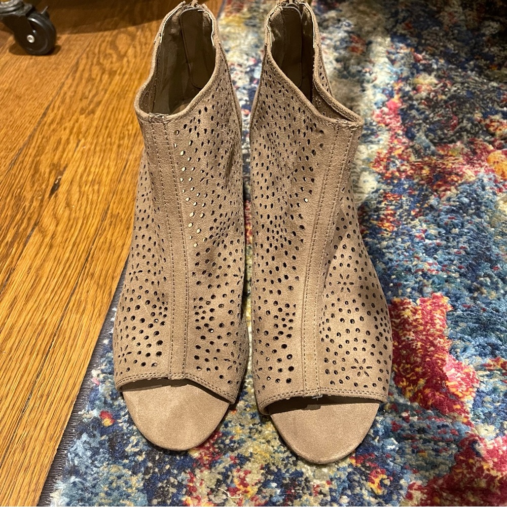Tan Block Heel Ankle Bootie